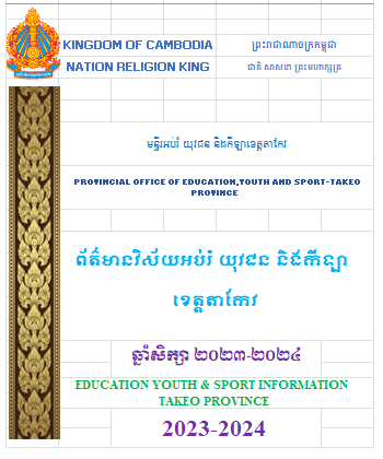 ព័ត៌មានវិស័យអប់រំ យុវជន និងកីឡាខេត្តតាកែវ - Weteka